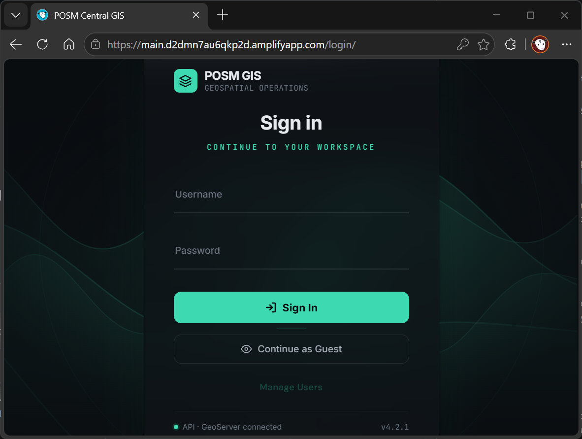 POSM Central GIS login
