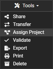 Tools Assign Project Menu