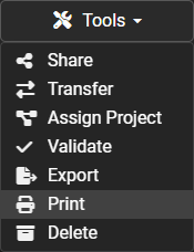 Tools Print Menu
