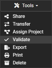 Tools Menu Validate