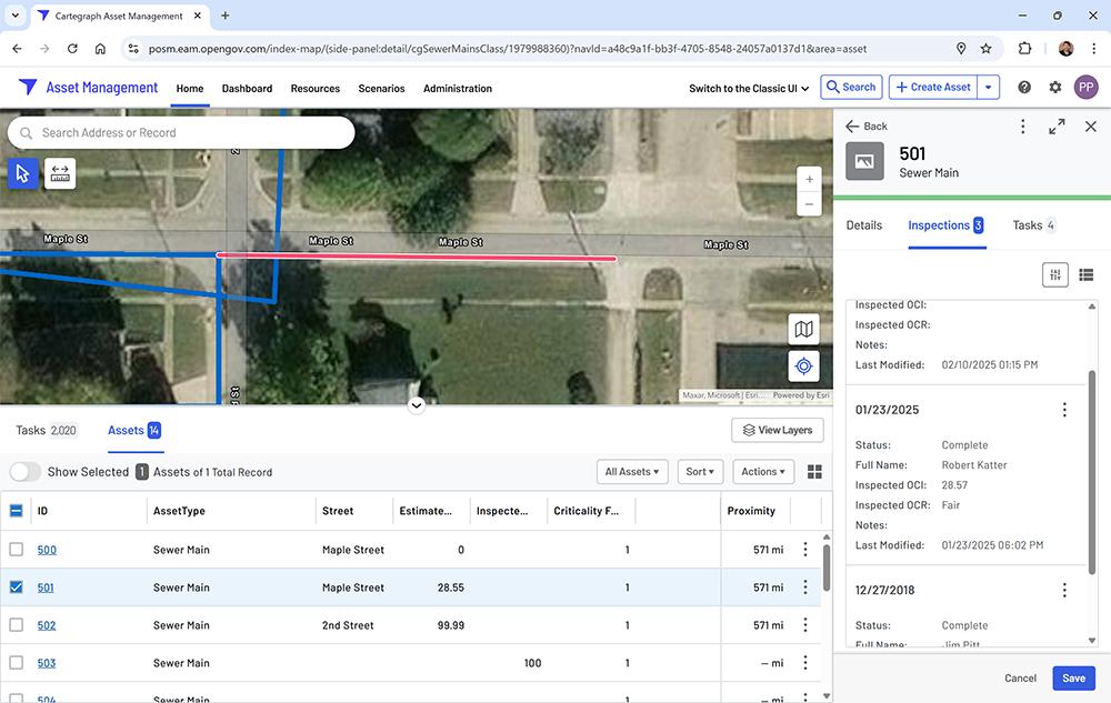 Show POSM Inspections Inside OpenGov