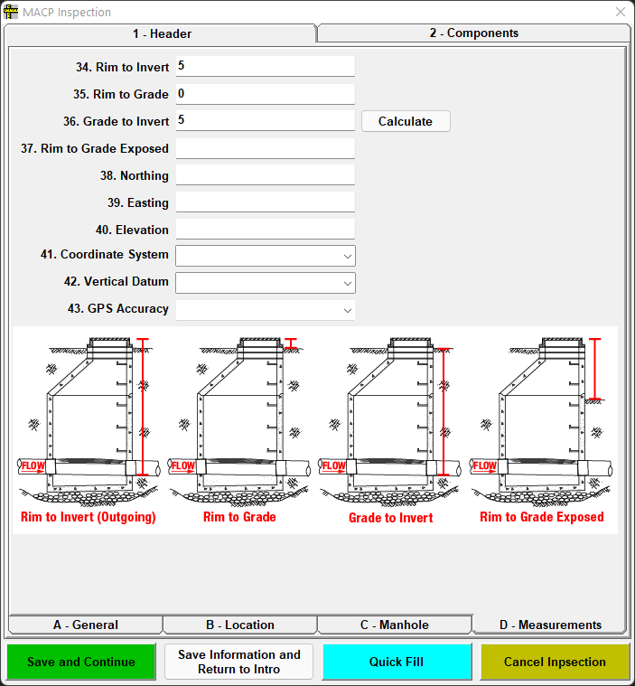 POSM MACP data entry screen with manhole image