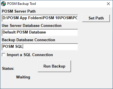 POSM Server Backup Tool Interface