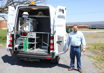 Brian Gibson with a Rausch inspection vehicle