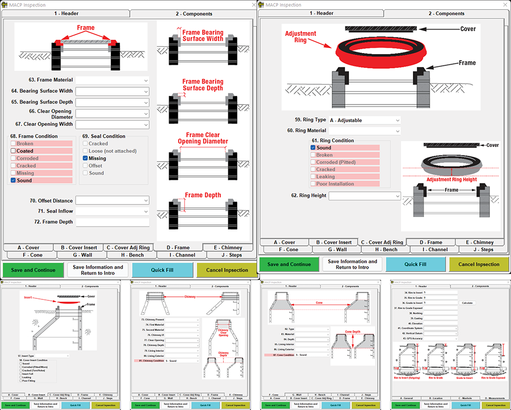 Pre-labeled NASSCO MACP Manual Locations All Fields and Tabs are Pre-labeled with their NASSCO MACP Manual Locations